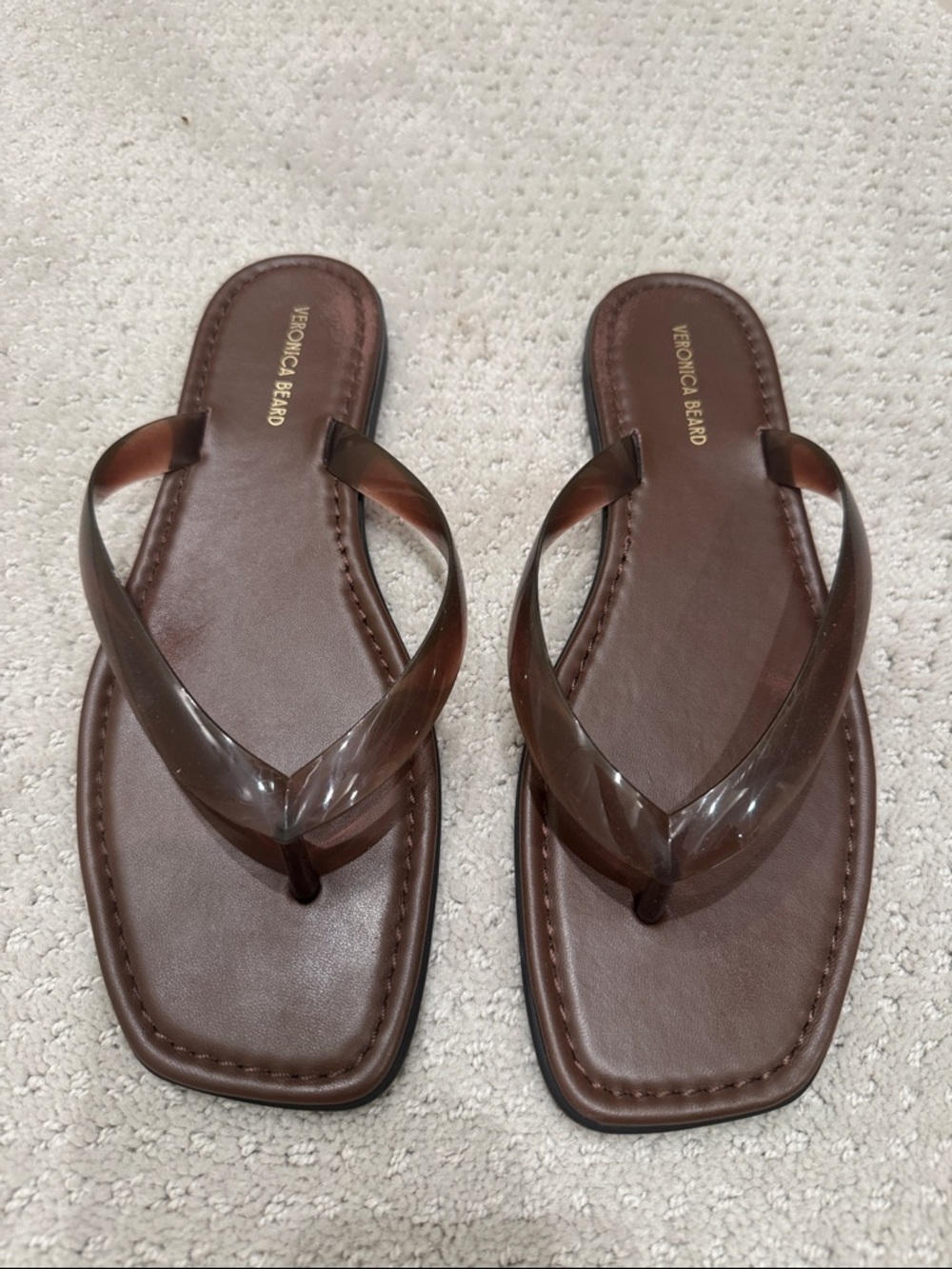 Veronica Beard Brown Jelly Flip Flops